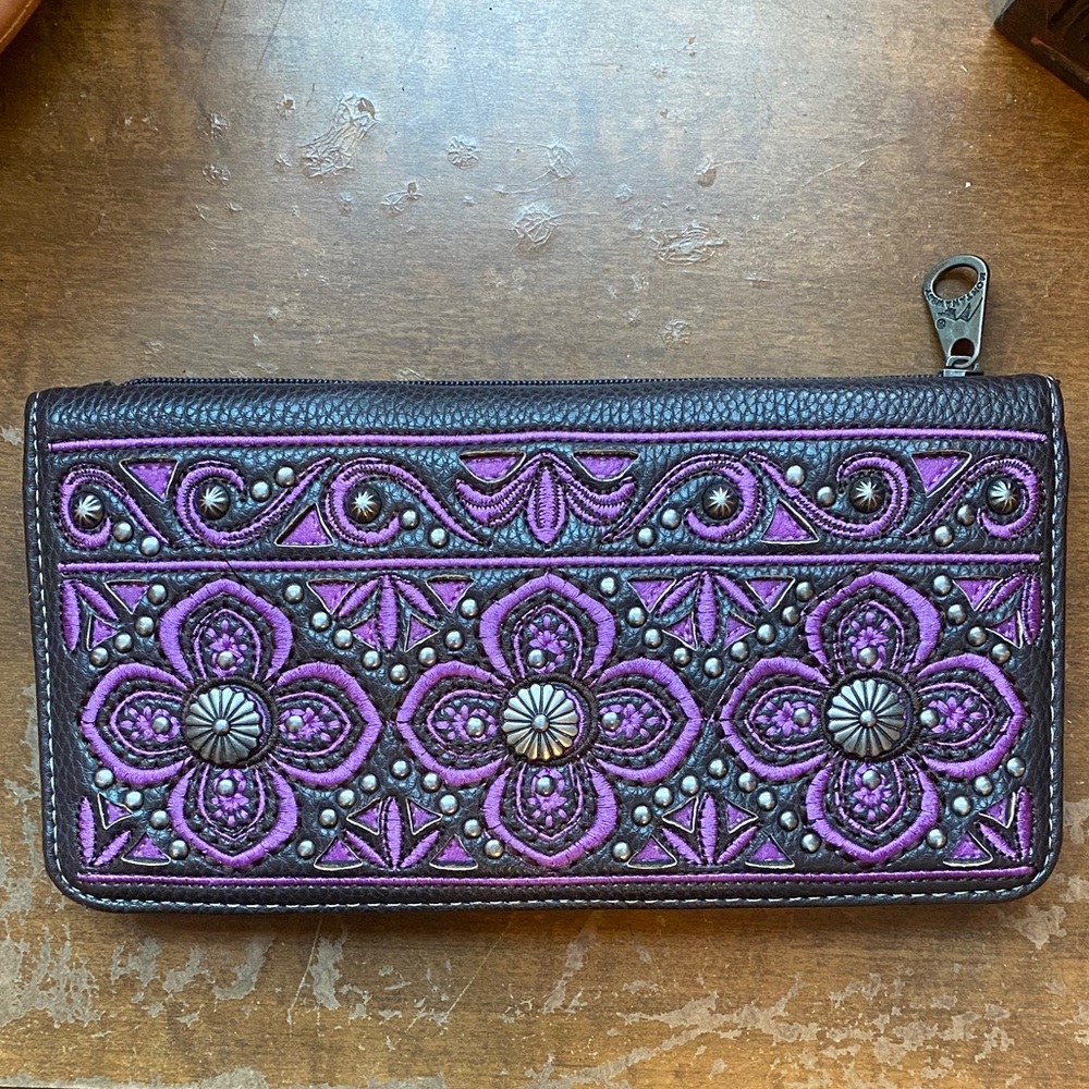 Montana West brown purple leather wallet